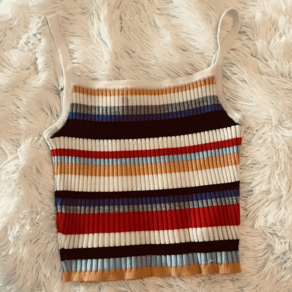 colorful striped tank top (cropped)